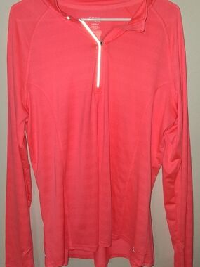 Danskin Now Coral Pink Long-Sleeve Half-Zip Active Top
